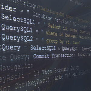 A screen with SQL code