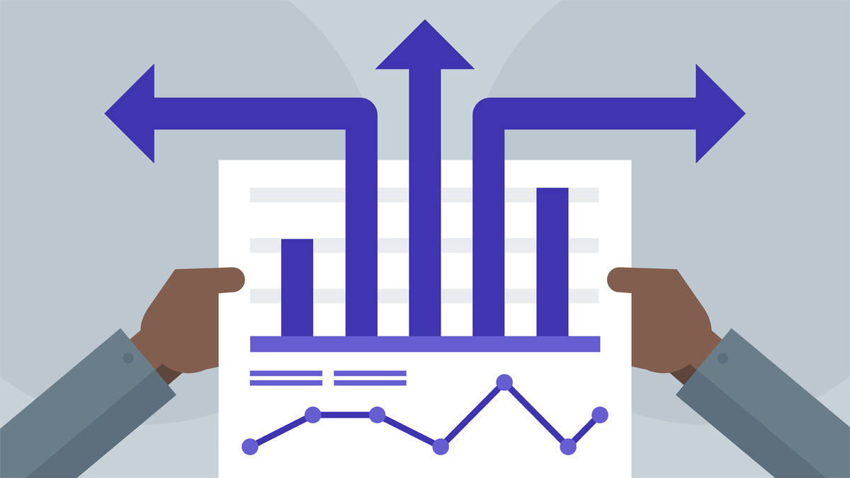 A cartoon image of hands holding a business report