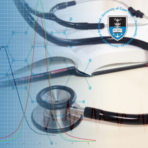 A stethoscope with graphs superimposed