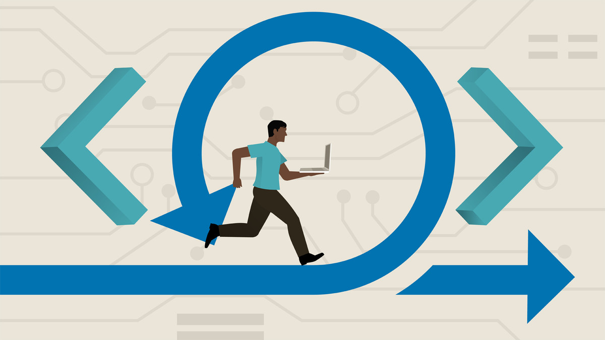 An image of an iterative loop with a person running through it.