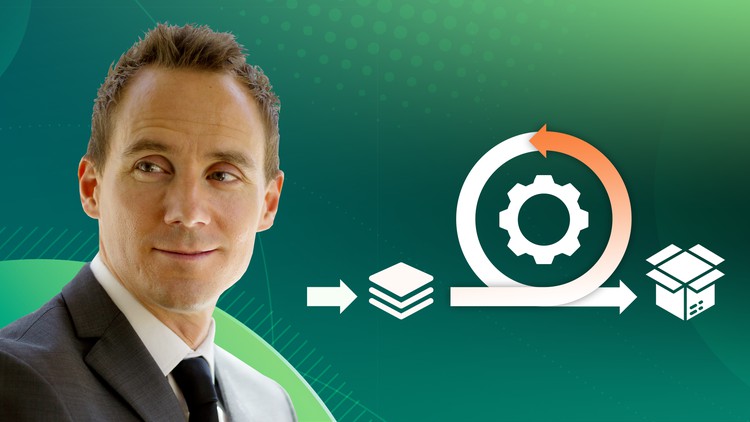 A man in a suit smiling next to a graphic of the iterative agile process.