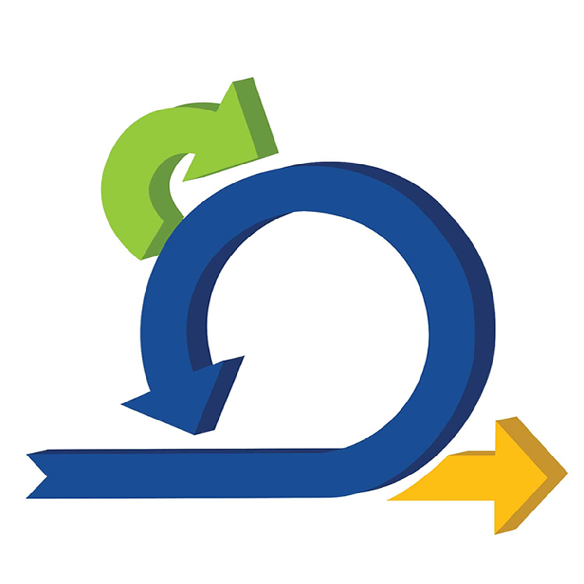 A graphic of one circular arrow with another, smaller circular arrow. This image indicates iterative development.
